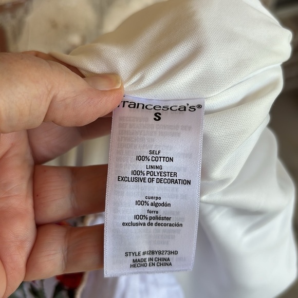 Miami for Francesca’s White Embroidered Floral Off Shoulder Cropped Blouse - Picture 8 of 9